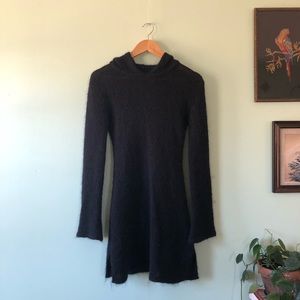 Black Mohair Hooded Tunic Dress Sz S